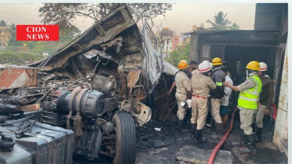 Late-Night Lorry and CNG Car Collision Sparks Major Fire Near Kurubarahalli, One Dead